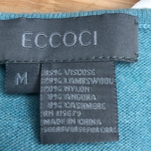 ECCOCI TURQUOISE WOOL/ANGORA/CASHMERE BLEND KNIT TANK TOP • sz M - Picture 7 of 11